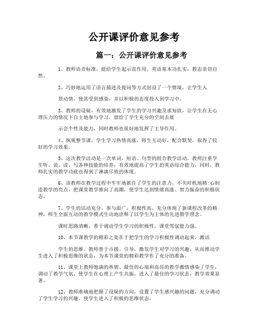 公开课评价意见参考