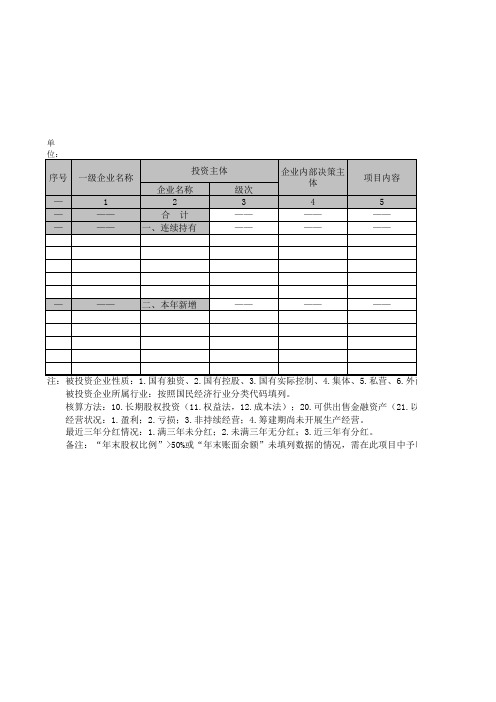 对外股权投资情况表