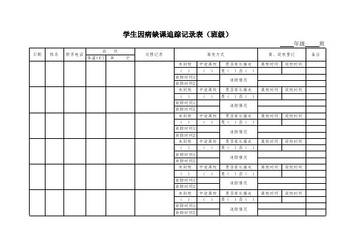 因病缺课追踪记录表