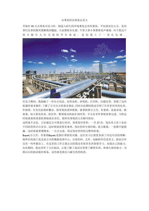 办事处的自我鉴定范文