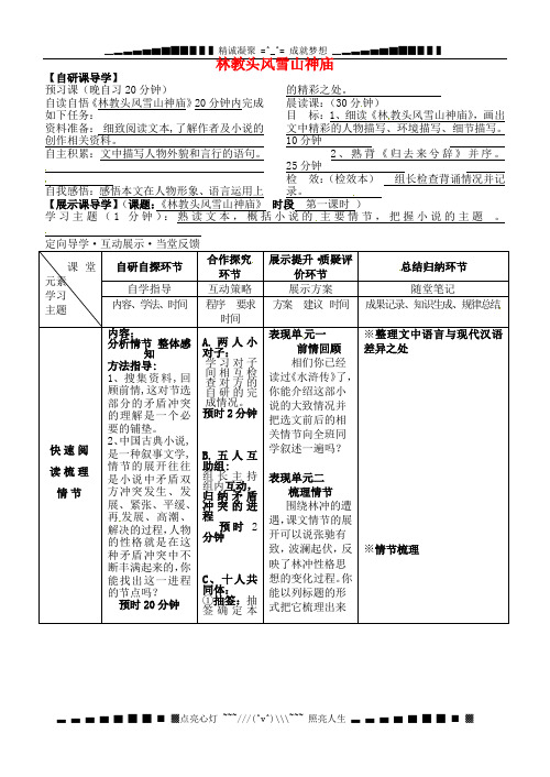 安徽省铜陵市铜都双语学校高三语文 林教头风雪山神庙学道1复习学案