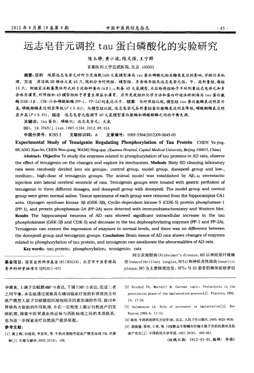 远志皂苷元调控tau蛋白磷酸化的实验研究