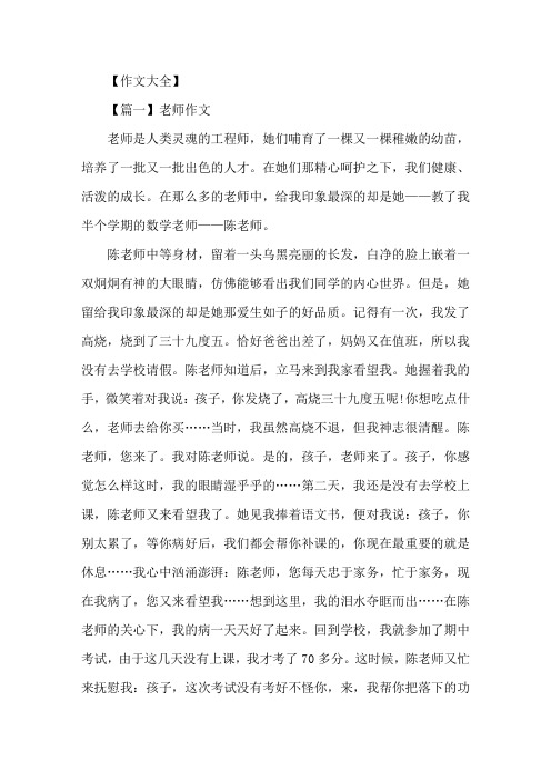 我的老师800字作文高中老师作文五篇精选精选