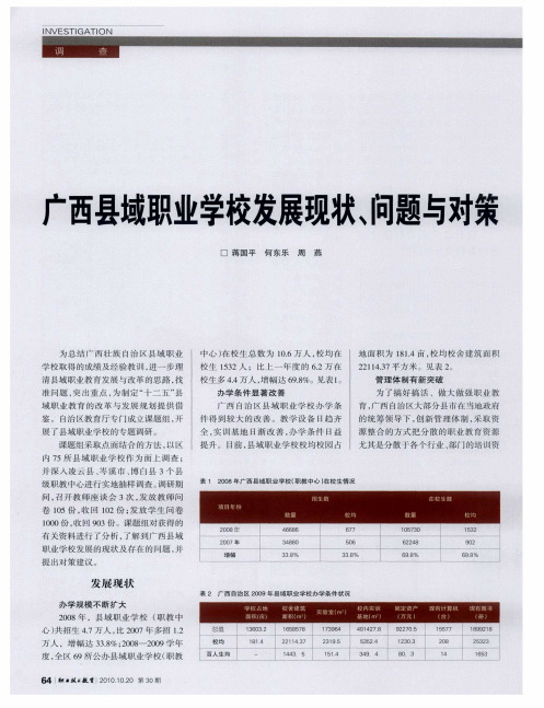 广西县域职业学校发展现状、问题与对策