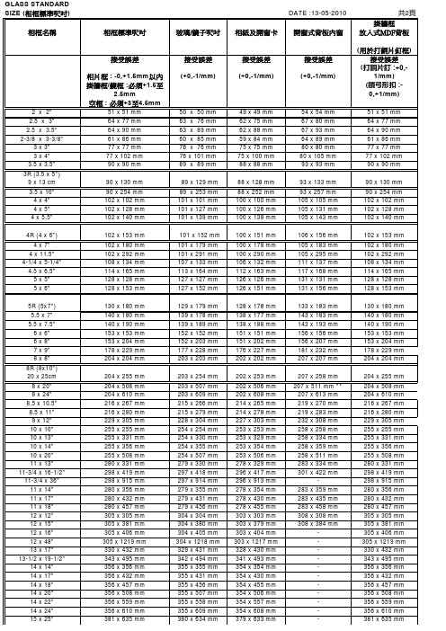 相框标准尺寸