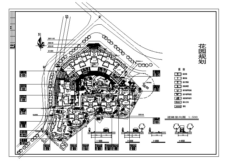 某大型现代花园小区总平面图(含图例)