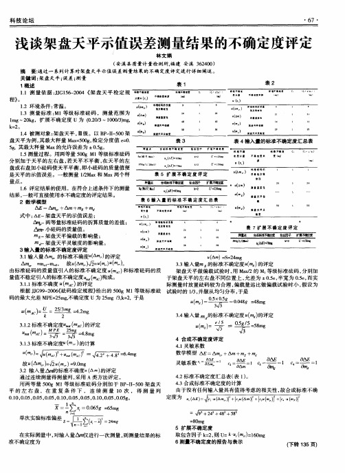 浅谈架盘天平示值误差测量结果的不确定度评定