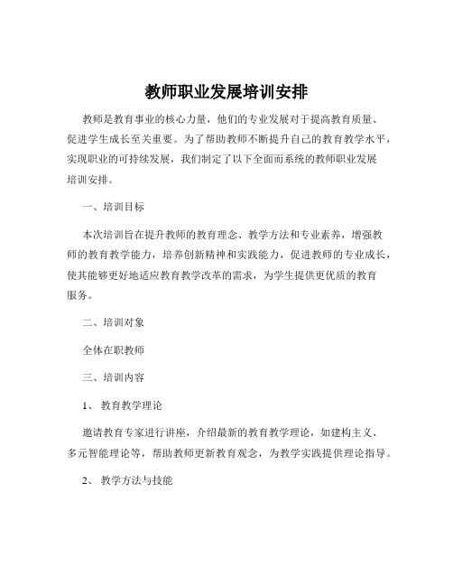 教师职业发展培训安排