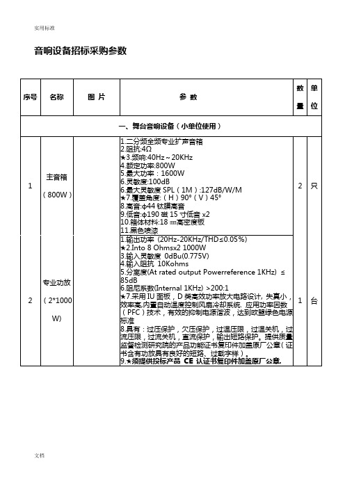 音响设备招标采购全参数