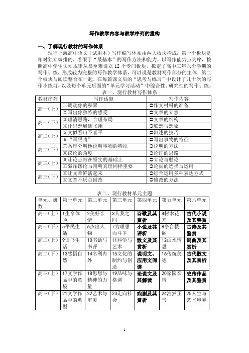 写作教学内容与教学序列的重构