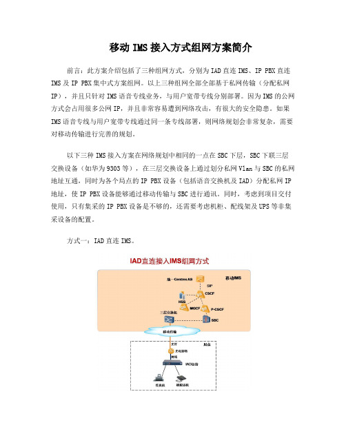 移动IMS接入方式组网方案简介