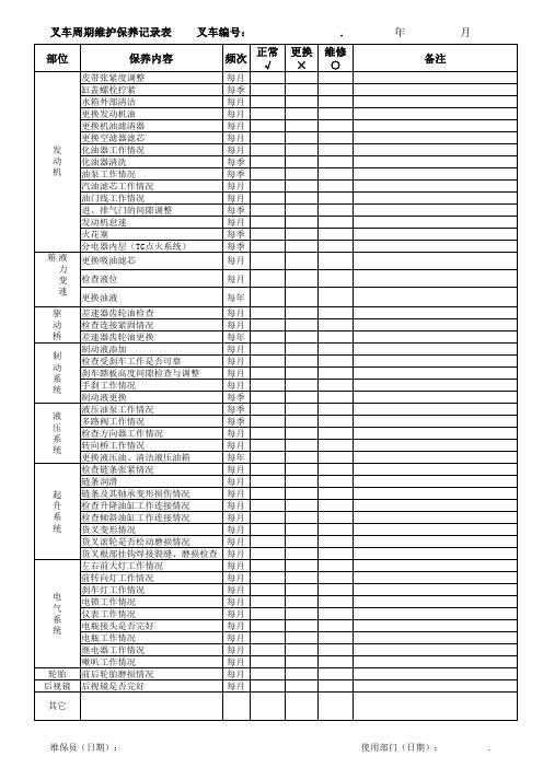 叉车月保养计划