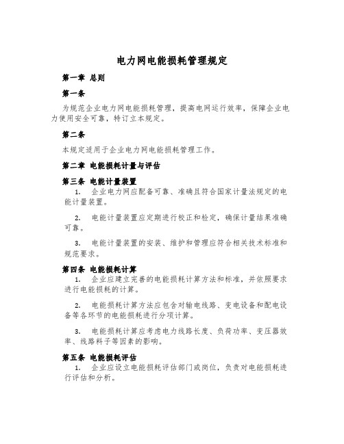 电力网电能损耗管理规定