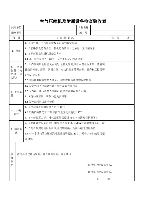 机械设备进场检查验收用表【范本模板】