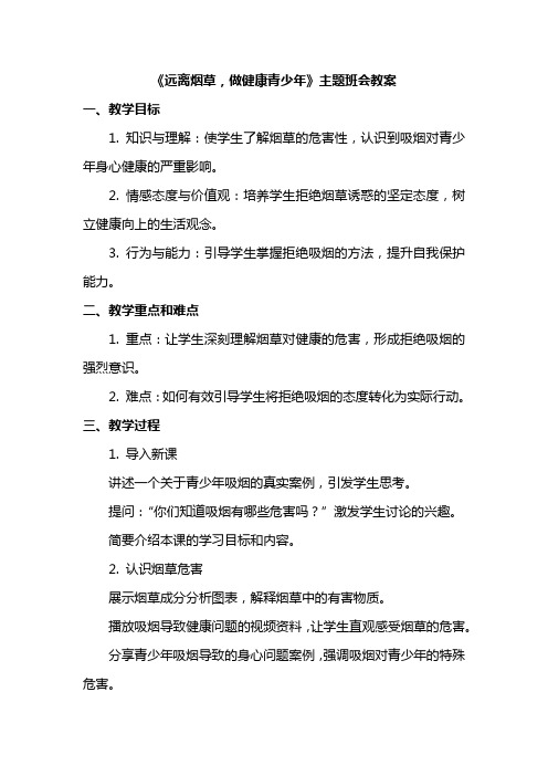 《远离烟草,做健康青少年》主题班会教案