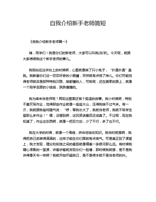 自我介绍新手老师简短