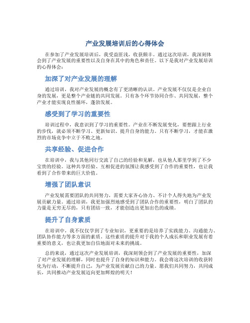 产业发展培训后的心得体会