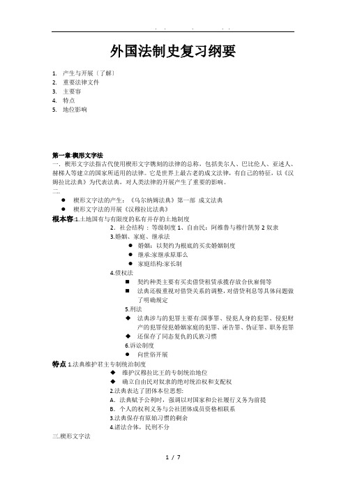 外国法制史复习纲要1-4