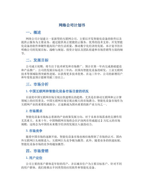 网络公司计划书