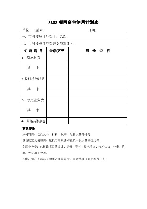 资金使用计划