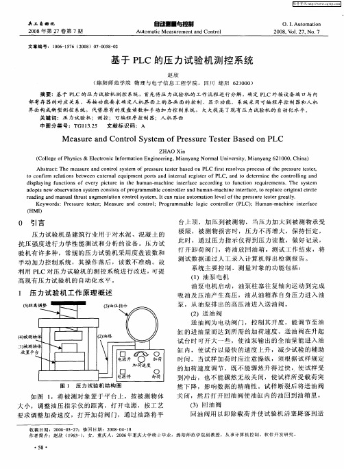 基于PLC的压力试验机测控系统