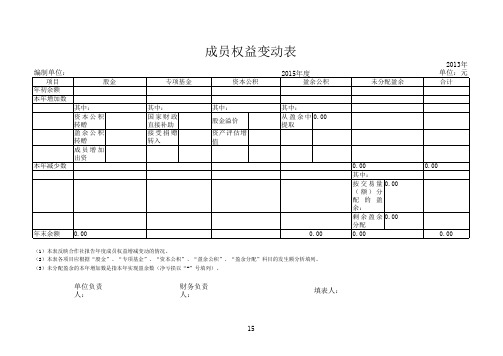 农民专业合作社全套 财务报表