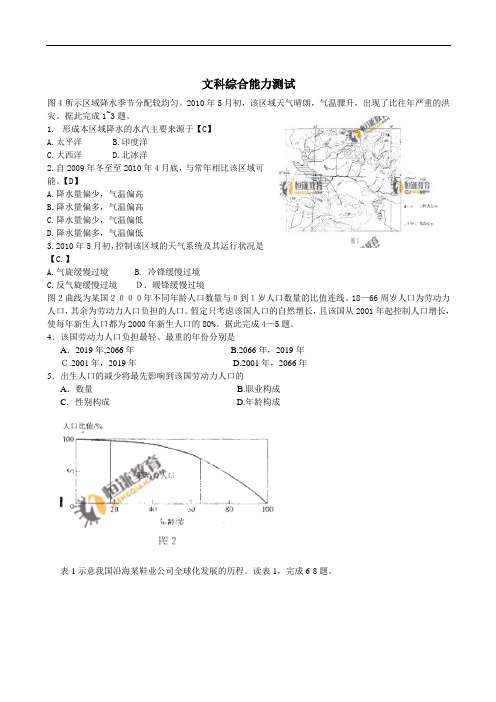 2010年宁夏高考文科综合试题word版