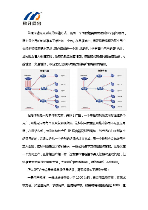 IPTV传输选择单播还是组播