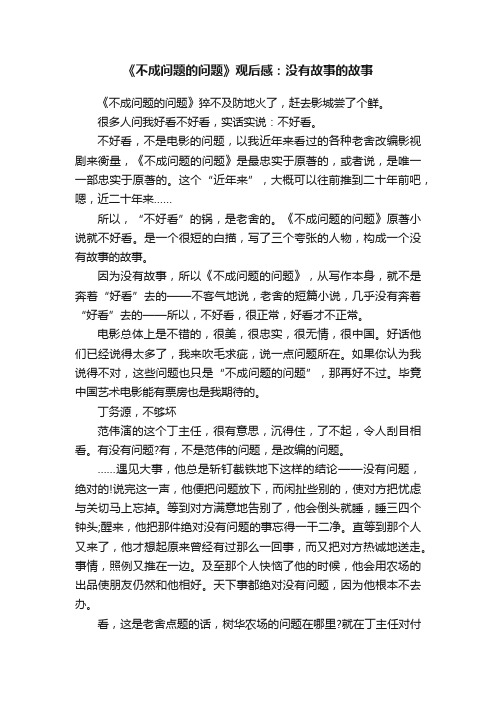 《不成问题的问题》观后感：没有故事的故事