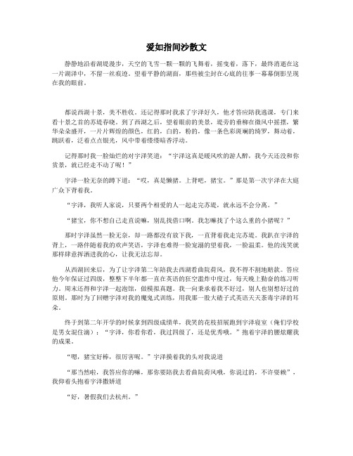 爱如指间沙散文