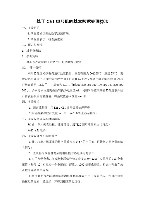 基于C51单片机的基本数据处理算法