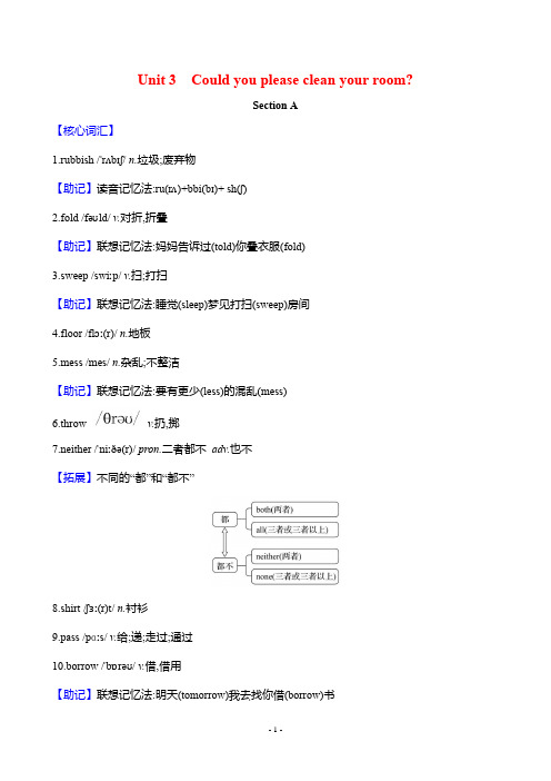 2024年人教版八年级下册英语单元词汇短语句式复习Unit 3 