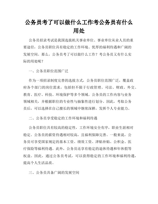 公务员考了可以做什么工作考公务员有什么用处