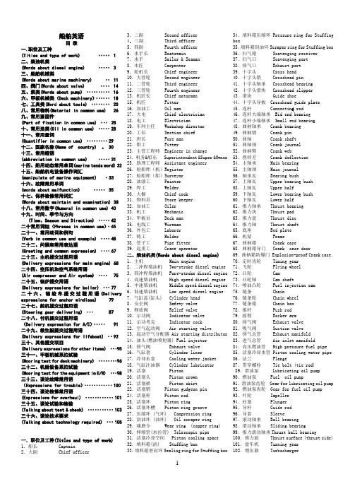 船舶、轮机英语词汇大全
