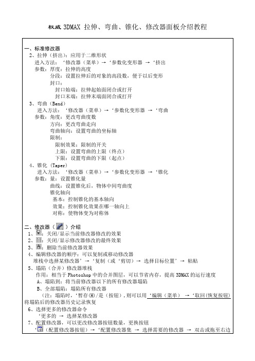 权威3DMAX 拉伸、弯曲、锥化、修改器面板介绍教程