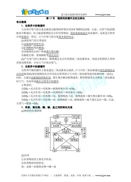 中考满分——第12节 物质间的循环及相互转化