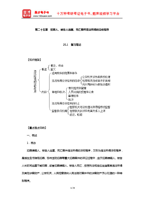 樊崇义《刑事诉讼法》笔记和课后习题详解(犯罪人、被告人逃匿、死亡案件违法所得的没收程序)