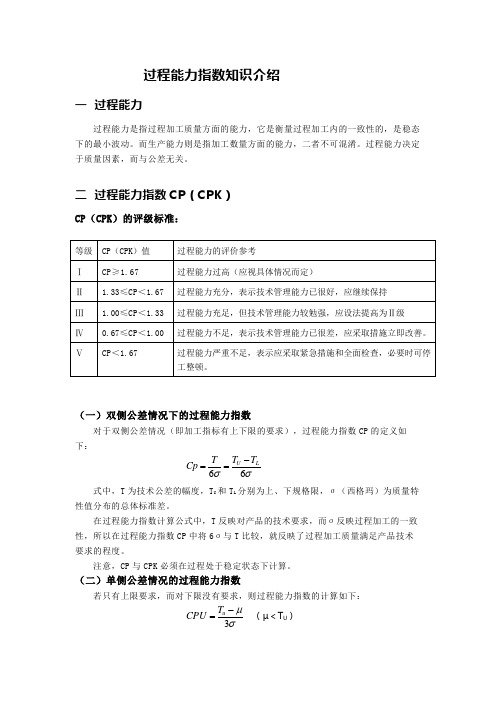 过程能力指数知识介绍