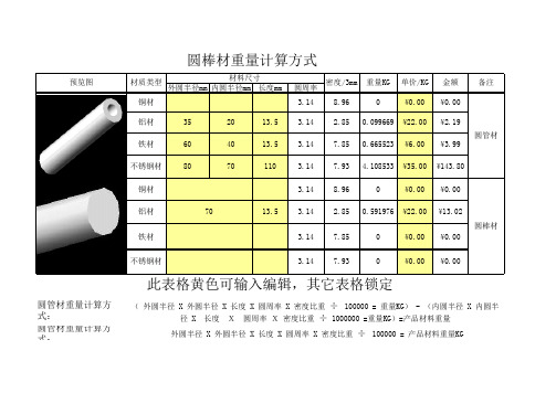 圆棒材重量计算方式