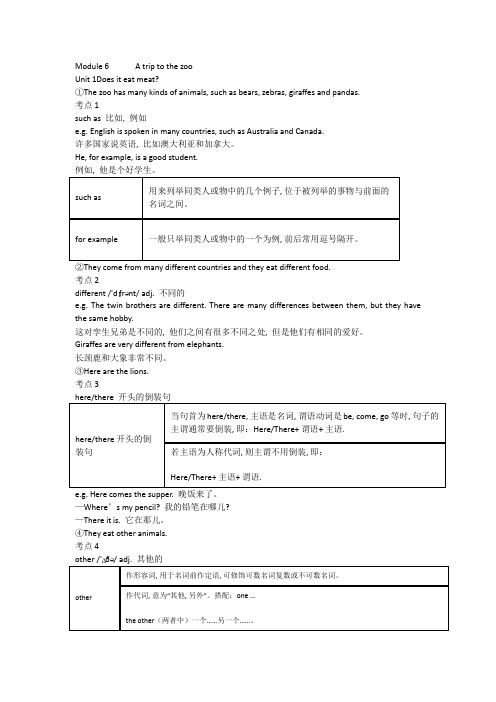 Module+6+复习讲义 外研版英语七年级上册