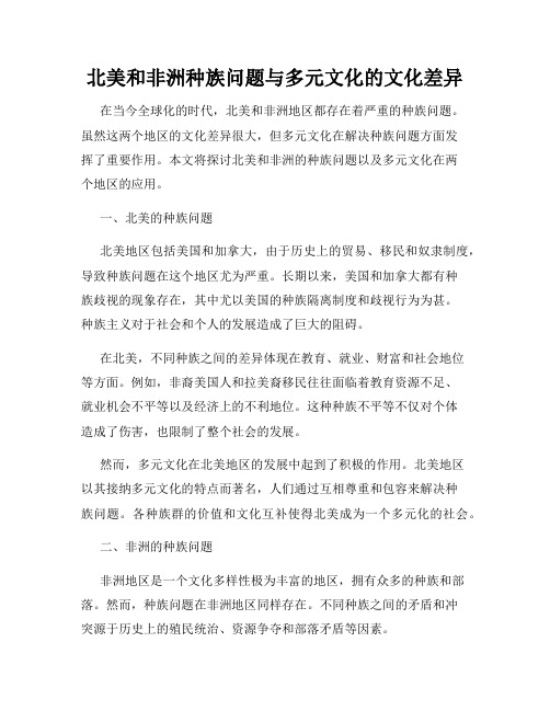 北美和非洲种族问题与多元文化的文化差异