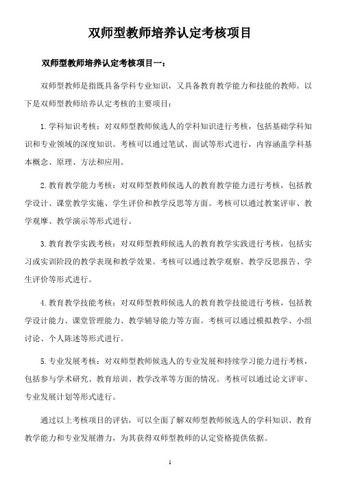 双师型教师培养认定考核项目