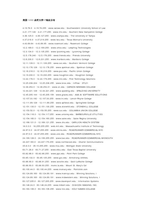 美国大学1200所IP地址
