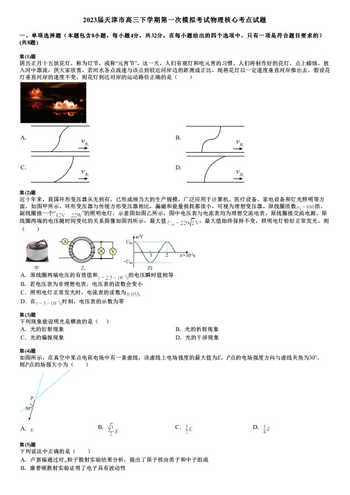 2023届天津市高三下学期第一次模拟考试物理核心考点试题