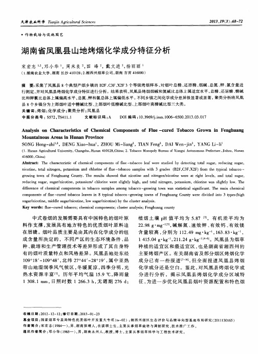湖南省凤凰县山地烤烟化学成分特征分析