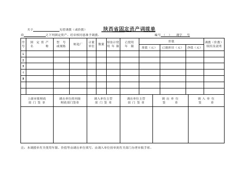 陕西省固定资产调拨单