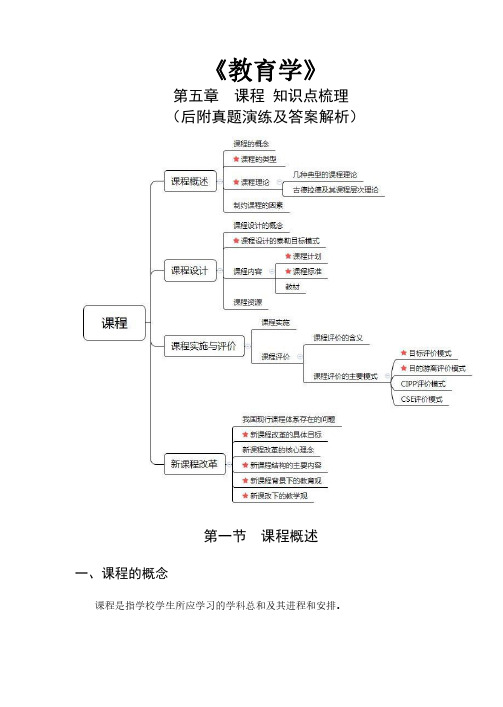 《教育学》 第五章课程 知识点梳理 (后附真题演练及答案解析)