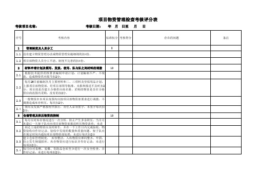 项目物资管理检查考核评分表