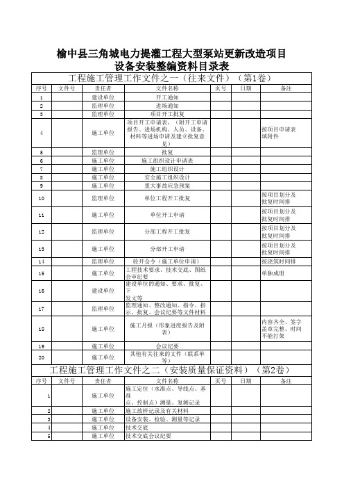 泵站竣工资料统计表