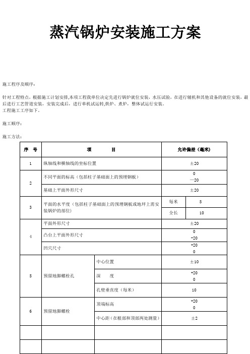 蒸汽锅炉施工方案